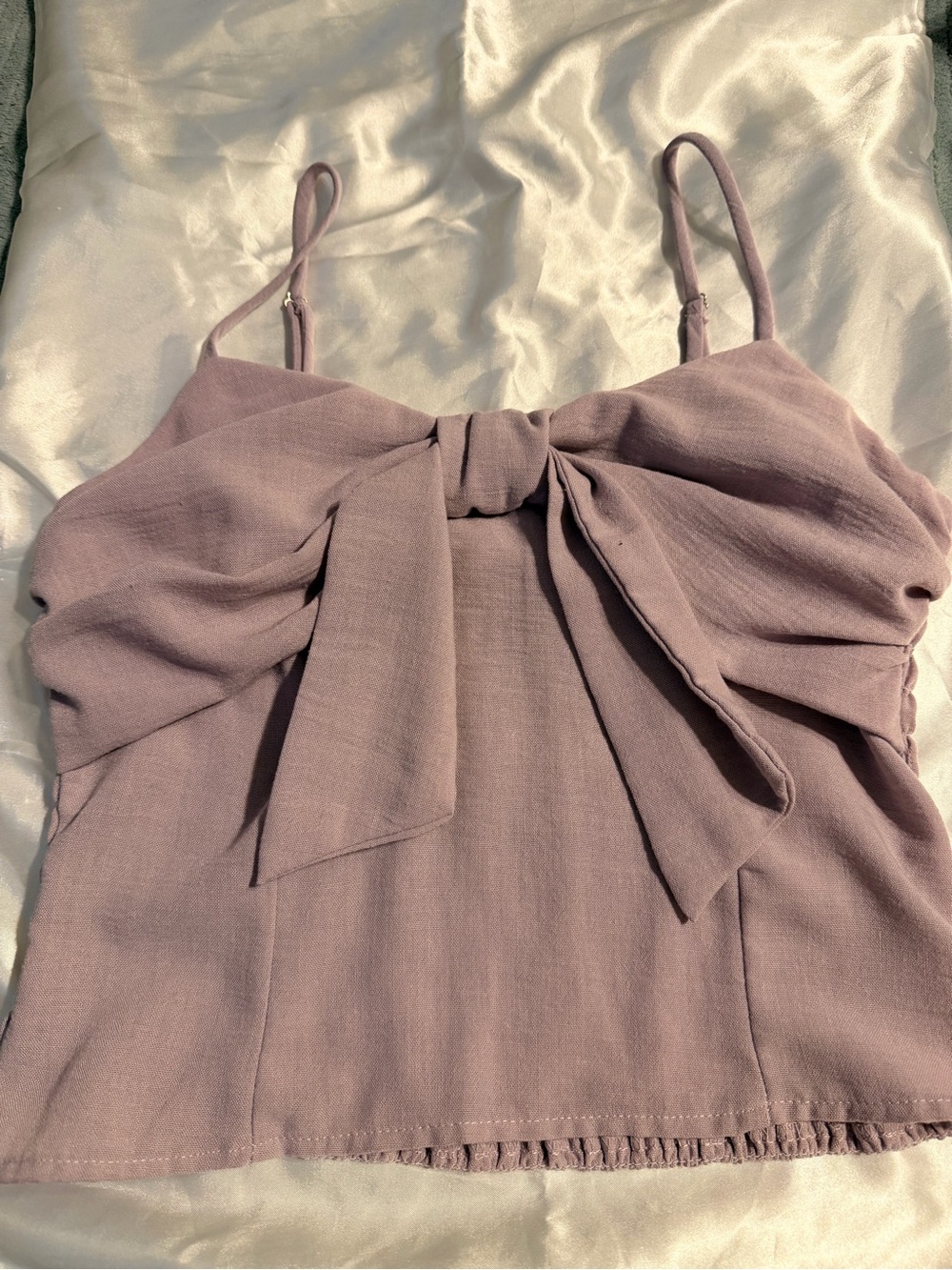 Sienna Sky Knot-Front Spaghetti Strap Camisole in Dusty Mauve